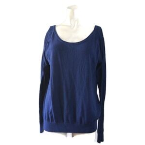 Sandro Paris Blue Ribbons Pullover Sweater Cotton-Blend